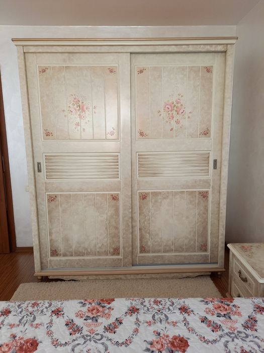 Mobila camera copii/fete pictat manual, lemn vintage, elegant, printes