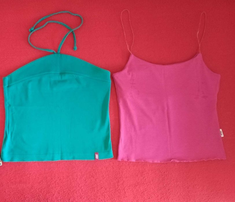 Къси блузки и потници памучни и изкуствени материи размери S и M