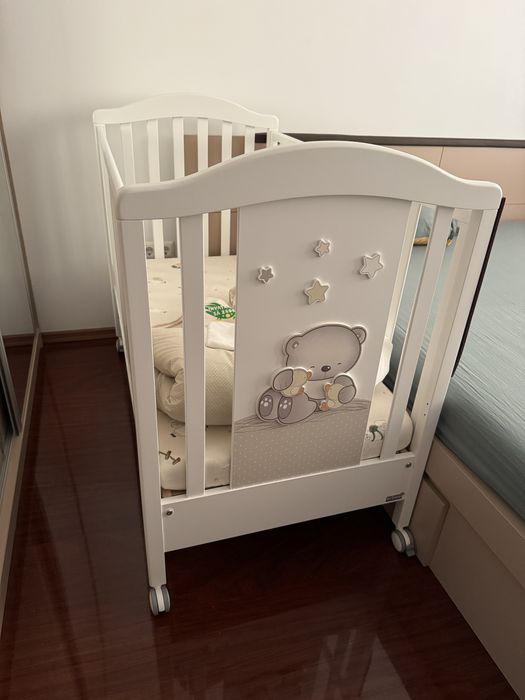 Patut nou nascut/copil AnneBebe + saltea cocos