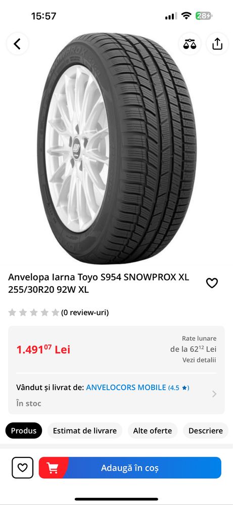 Anvelope iarnă Toyo 255/30/R20