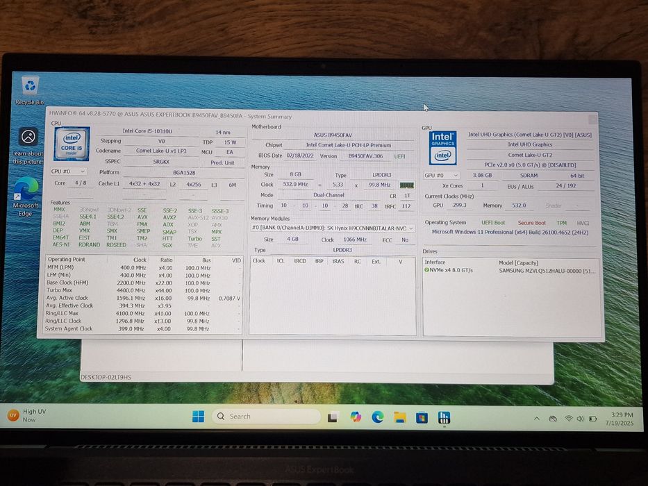 Laptop Asus ExpertBook 14" i5 gen 10, ssd 500