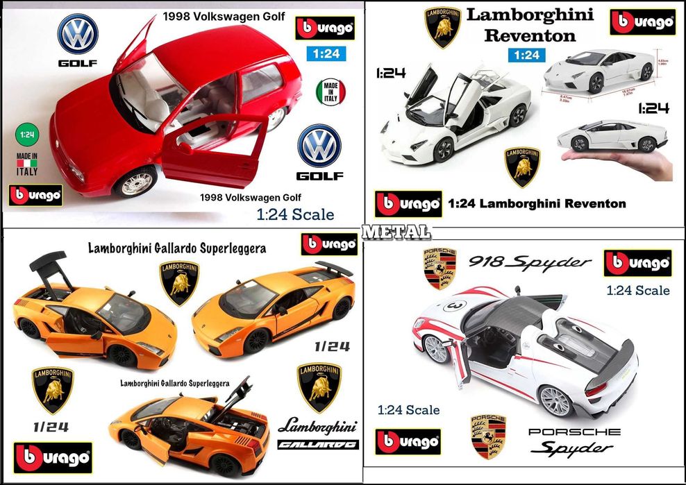 Метални колички Bburago в Мащаб 1:24