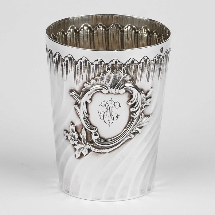 Pahar din argint 950,torsadat-Franta cca 1900-220 ml-argintart.ro