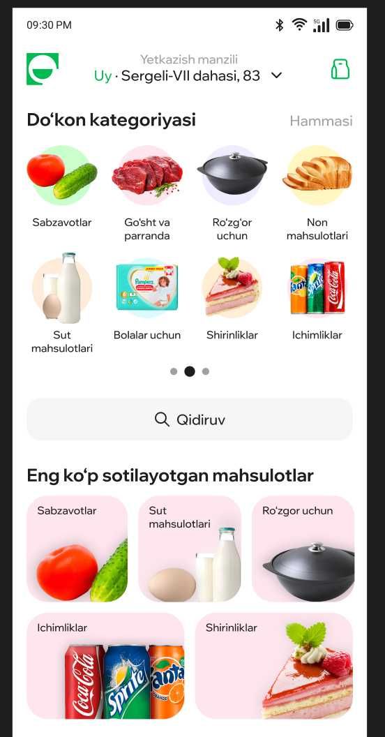 Tayyor ovqat yetkazib berish dasturiy ta’minoti (Android + iOS)