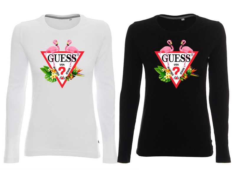 Дамска блуза тениска GUESS принт Модели и размери