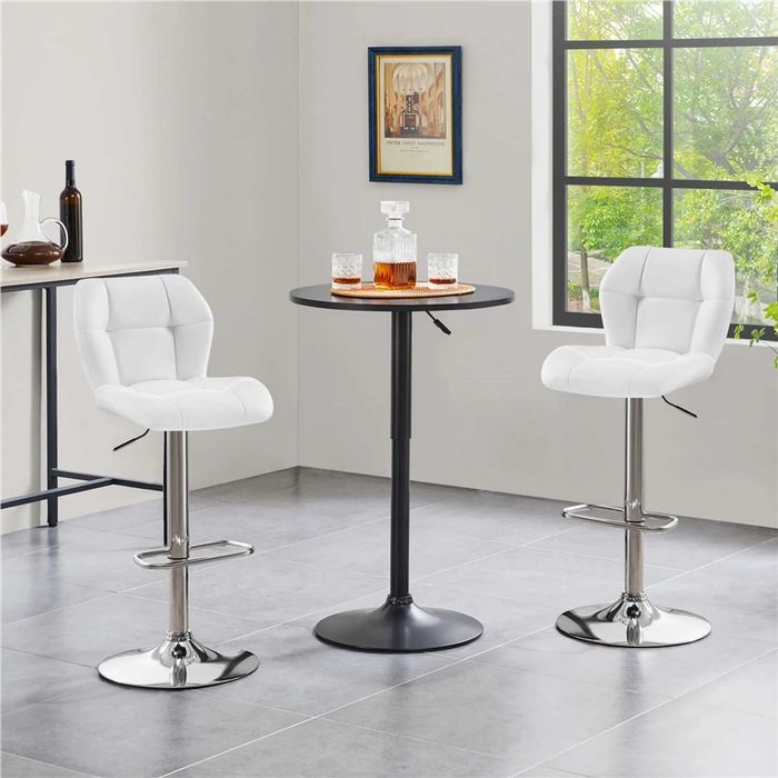 Set 2 scaune bar reglabile, rotative, piele PU |S  614160 White(2pcs)