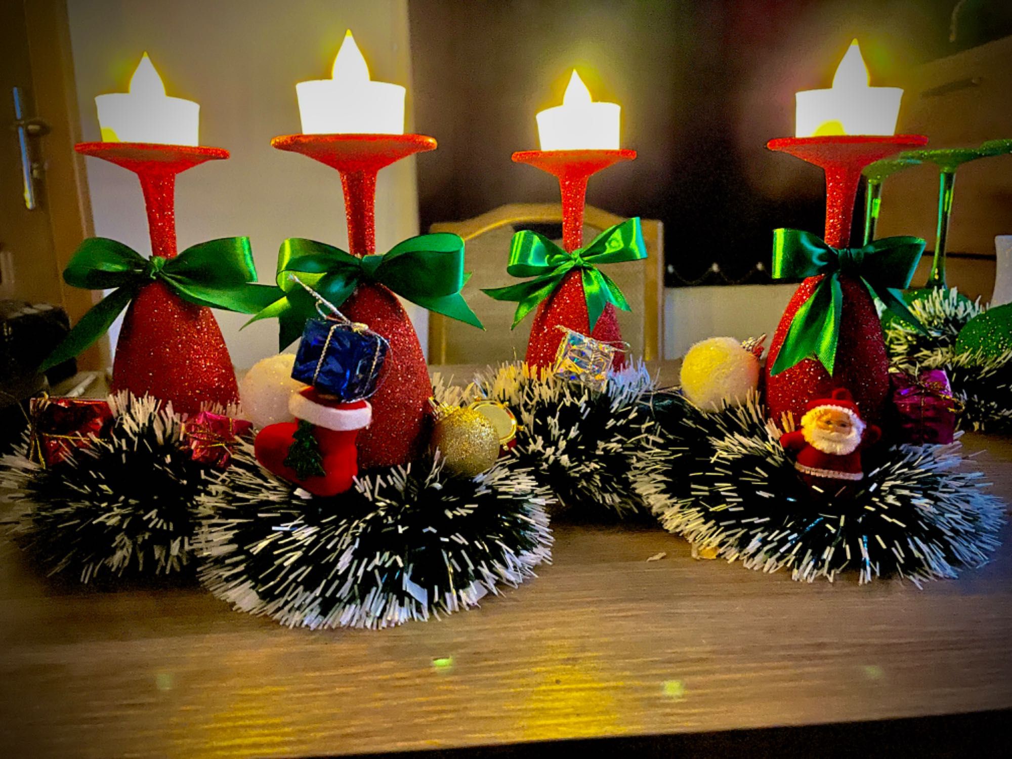 Suporturi de lumânări de Crăciun handmade
