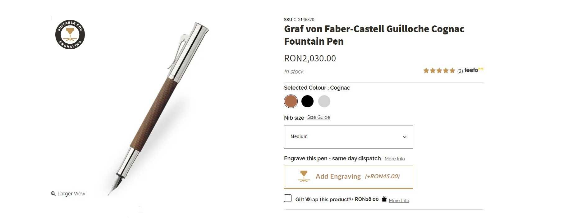 Stilou Graf von Faber-Castell Fountain pen Guilloche Cognac M