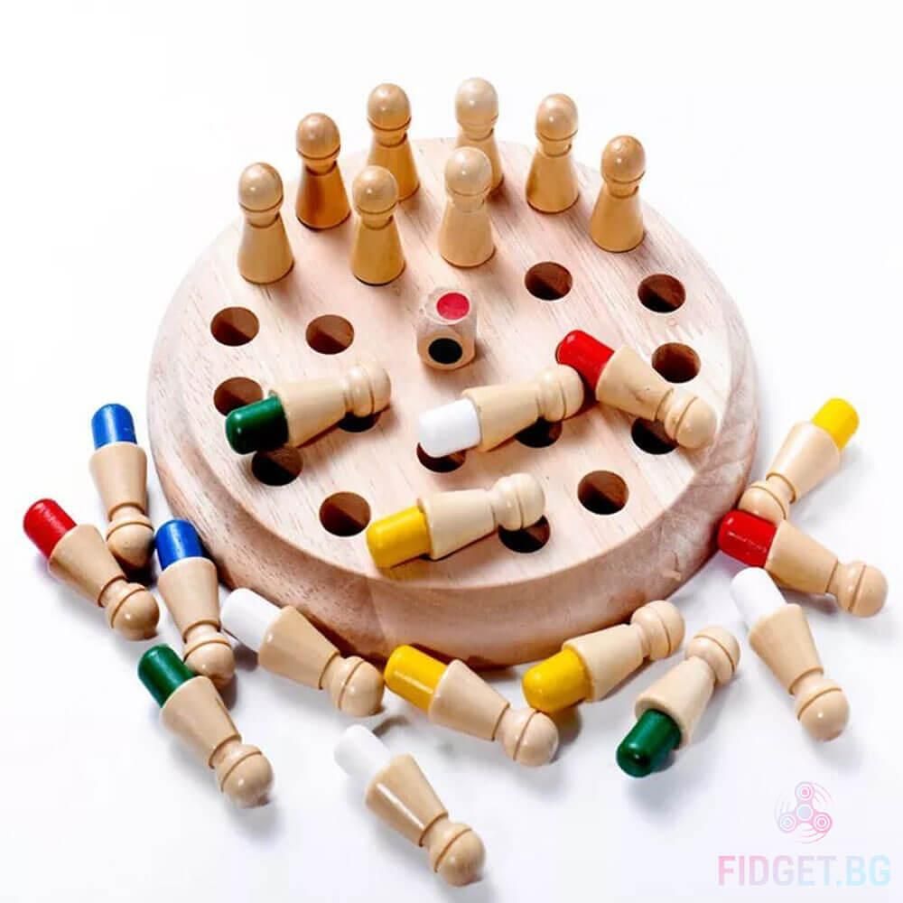 Дървен детски шах 6 цвята/Детски шах
