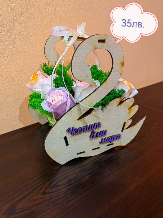 Цветни кошнички със сапунени цветя и скандинавски мъх