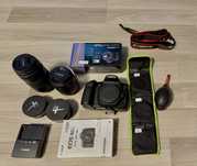 Canon 80 + EFS 18-55 + EF 75-300 + accesorii