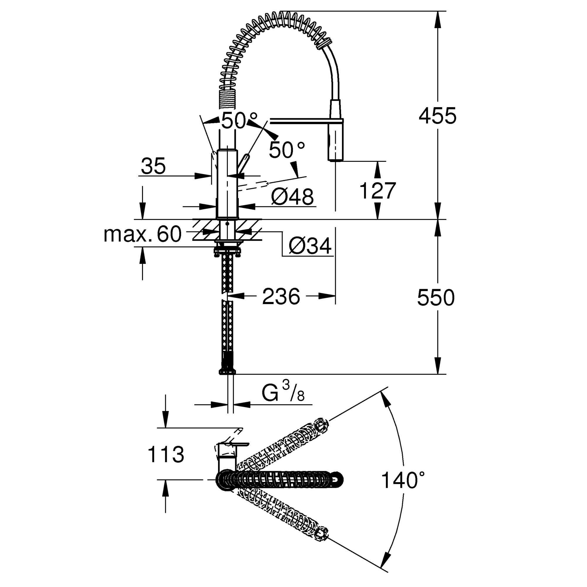 Grohe Get Профисионален кухненски смесител