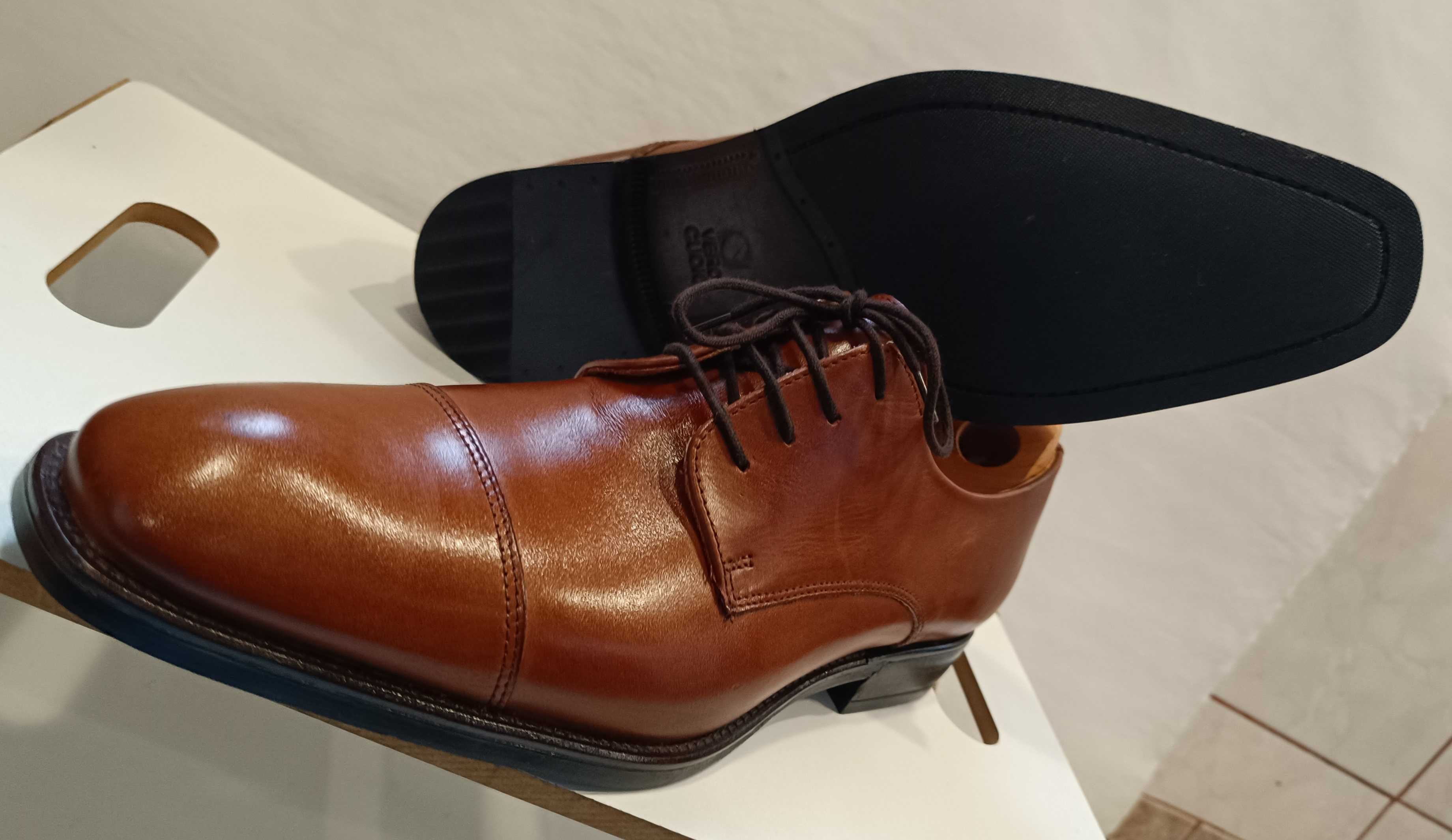 Pantofi derby 46.5 47 cap toe Lav. Artigianale NOI piele naturala moal