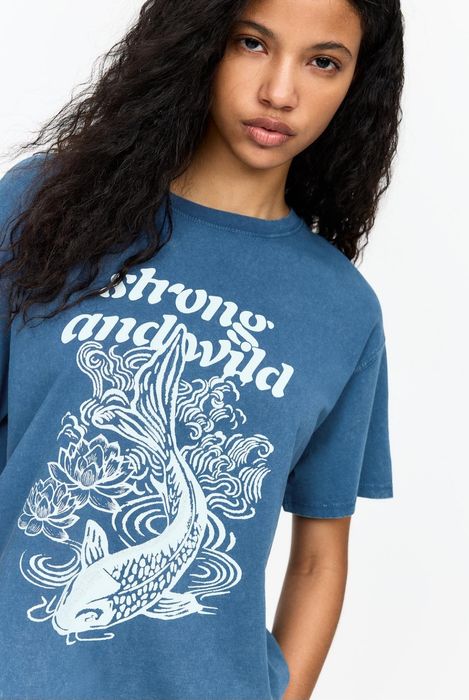 Tricou cu imprimeu Pull&Bear