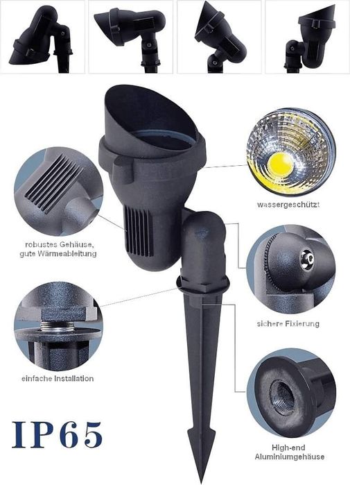 LUXULA LED градински прожектор, червен цвят, 500 lm, немски, Германия