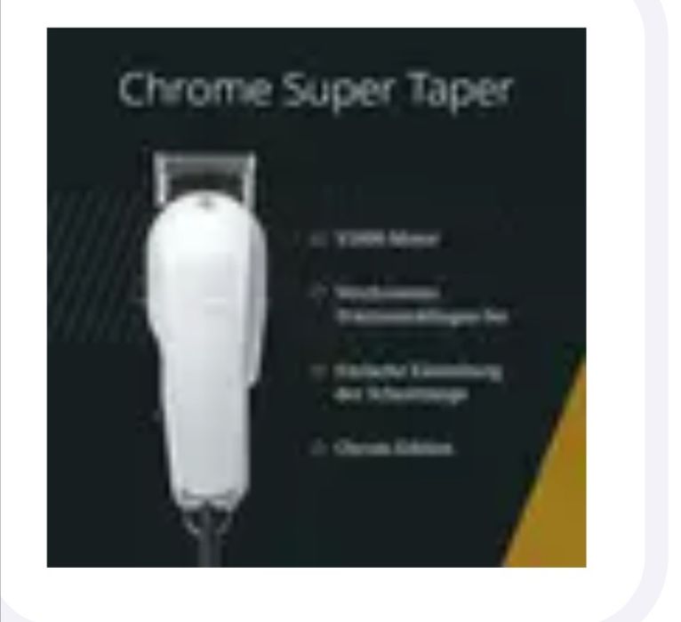 Mașina de tuns Wahl Chrome Super Taper - Tăieri precise - Ajustare ușo