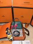 Geanta Hermes Kelly 19cm Turcoaz/Piele naturala/Punga/Cutie Hermes