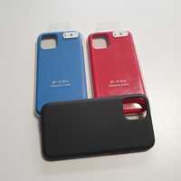Husa iPhone 11 Pro cu interior catifelat silicon gri rosu . albastru