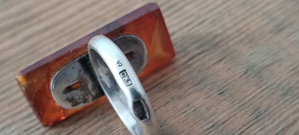 Кольцо с янтарём 875 ссср