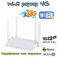 Стационарный 4G Wi-fi роутер работает от сотовой сети любого оператора