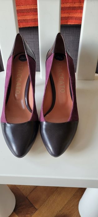 Pantofi cu toc, piele întoarsă mov masura 36