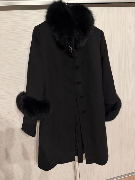 Palton cu blana naturala si cashmere