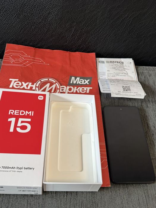 КАТО НОВ 256GB Xiaomi Redmi 15 Техномаркет Гаранция 2027г Black