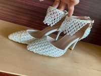 Pantofi eleganti mireasa dama nunta NOI marime 38 dantela