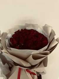 Цветы 51шт красные розы
