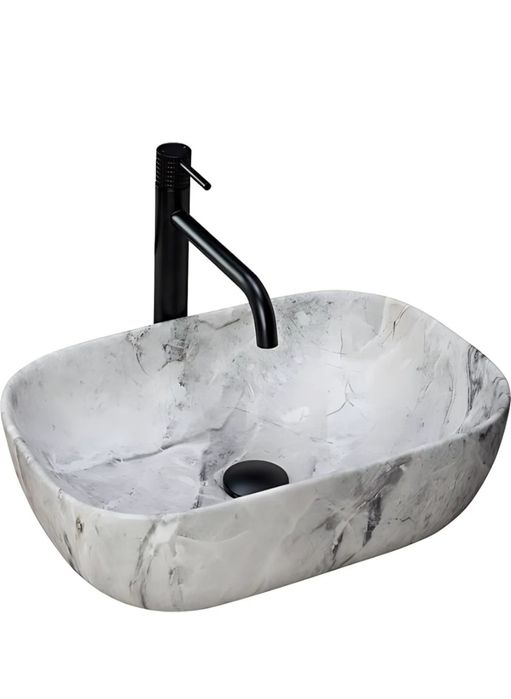 Chiuveta pe blat JOZY®, lavoar ceramic mini cu aspect de piatra, finis