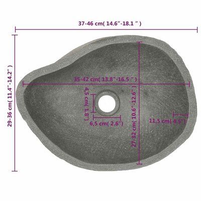 Chiuvetă din piatră de râu, (37- 46)x(29-36) cm