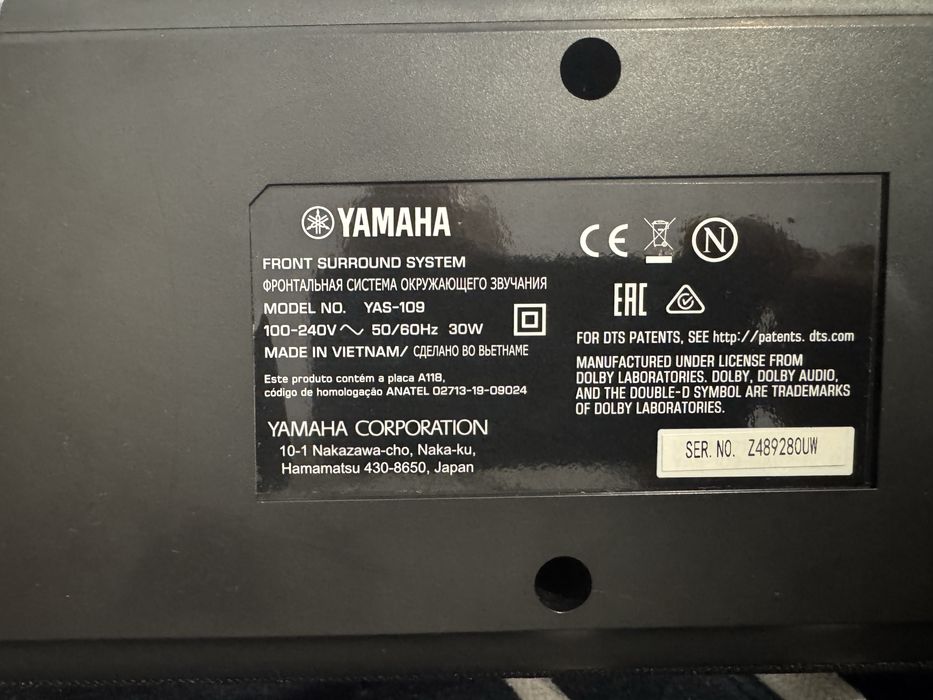 Soundbar Yamaha yas 109