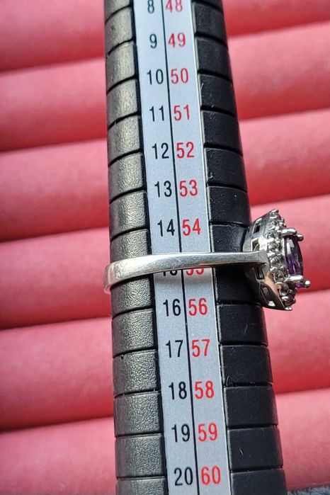 Inel argint cu ametist si zirconiu cubic