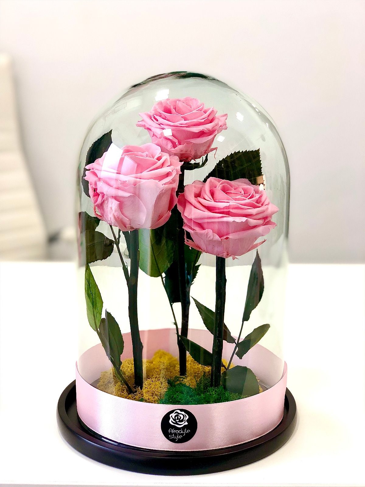 Trandafiri criogenati în cupolă de sticlă