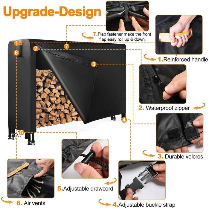 Husă de exterior pentru lemn de foc(raft pentru bușteni nu este inclus