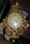 Ceas de Perete Lemn Sculptat Stil Louis Foita Aur 50/32/13cm Vintage