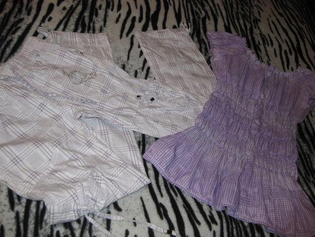 Комплект Спортен панталон/Блузка-В лилаво/бяло