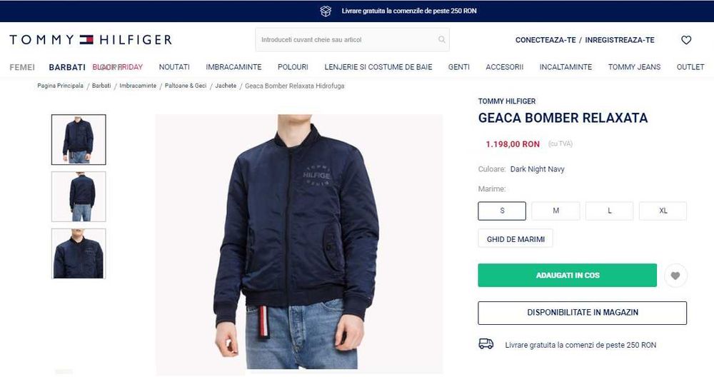Geaca Tommy Hilfiger Denim Satin Bomber
