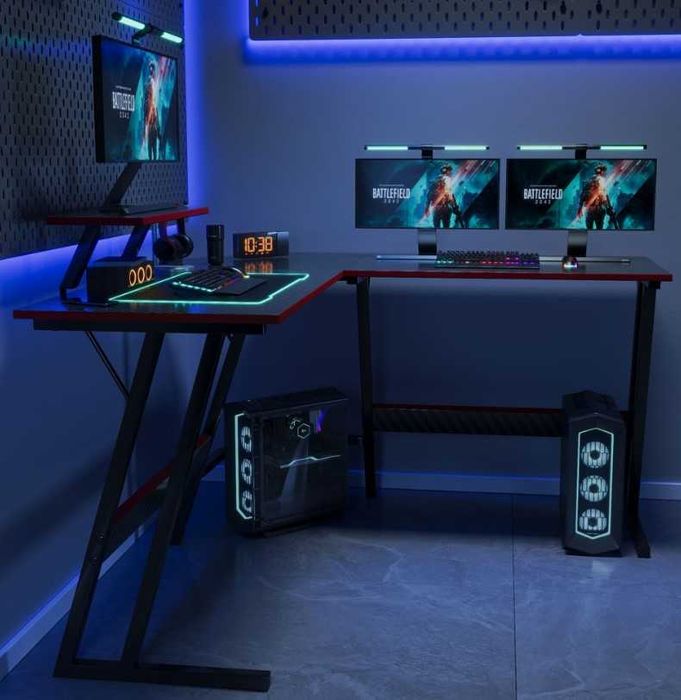 Двойно ъглово бюро за гейминг, офис или детска стая