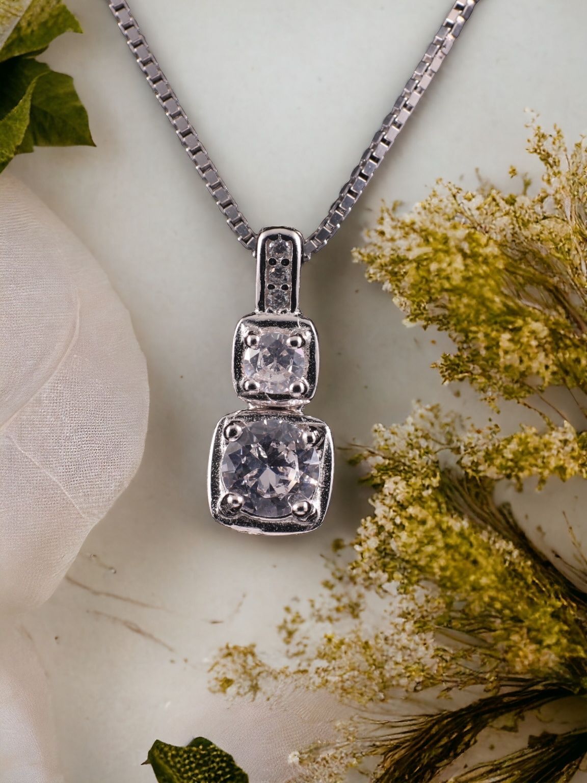 Сребърно дамско колие S925 с Диамант Матара/ Silver Necklace