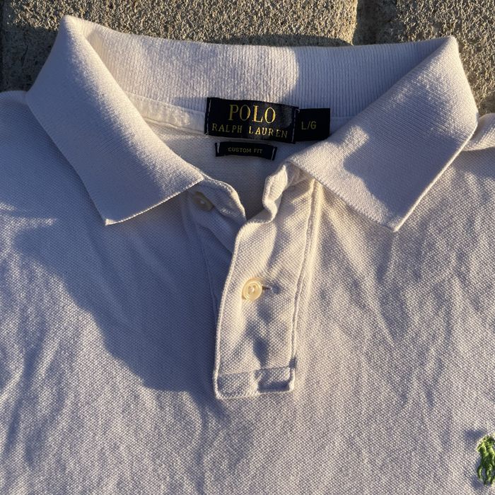Ralph Lauren Polo Shirt – L Custom Fit – White, 100% Cotton