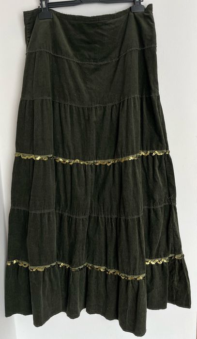 Fusta lunga catifea verde inchis