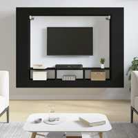 vidaXL ТВ шкаф, черен, 152x22x113 см, инженерно дърво 833723
