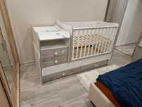 Pătuț bebeluși multifuncțional Lorelli Combo 72x172cm Alb/Gri