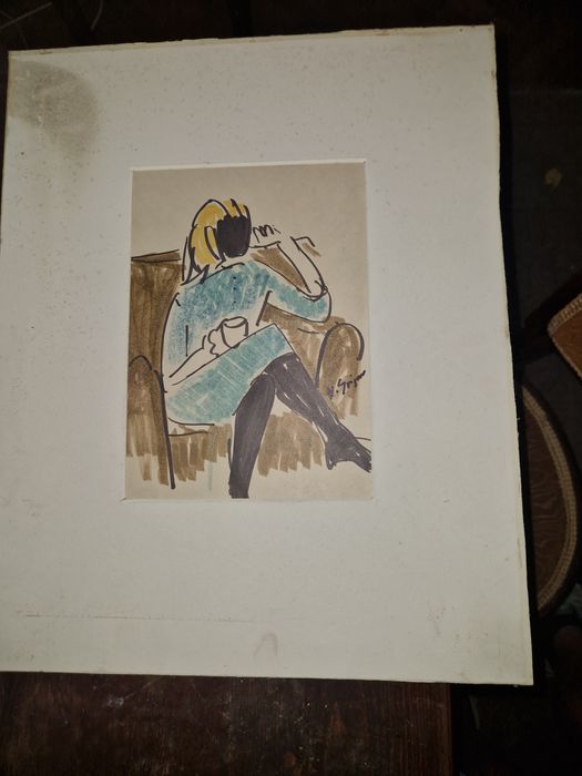 Vasile grigore grafica / femeie in fotoliu