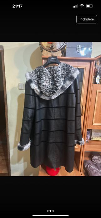 Palton piele natural cu doia fete si blana chinchila