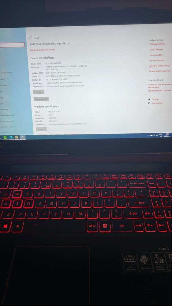 Acer Nitro5 15.6 AN515-41 лаптоп 8 гб рам / 250гб ssd