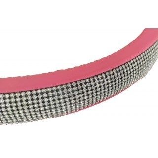 Розов Калъф за волан с камъни 38 см. еко кожа