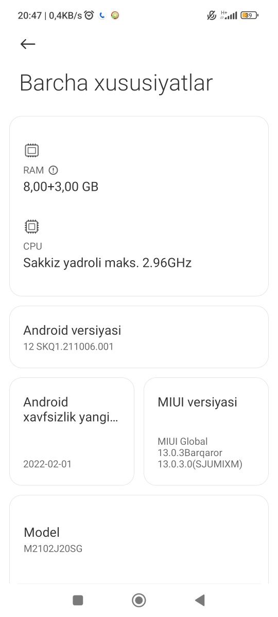 Telefon sotiladi yoki uzidan pastroq telga obmen ustga pul bersa Poco