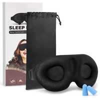 Masca de dormit 3D cu dopuri pentru urechi si husa de depozitare